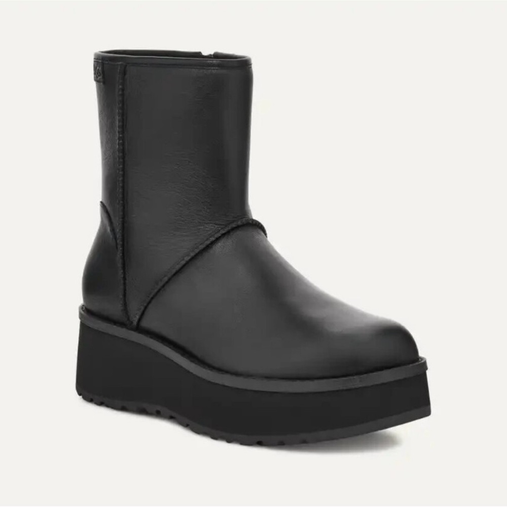 UGG Black Leather Platform Boots
